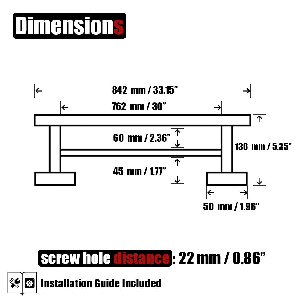 JQK Double Bath Towel Bar  Matte Black 30 Inch 304 Stainless Steel Thicken 0.8mm Towel Rack for Bathroom  Towel Holder Wall Mount  33 in Total Length  TB100L30-PB